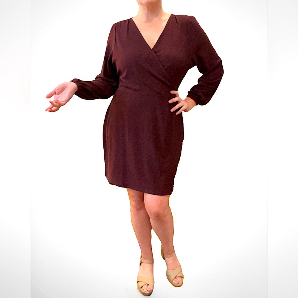 NWT Able Lacy Crepe Faux Wrap Mini Dress, Purple, Size XL